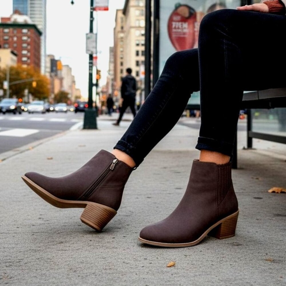 Draper James 8 Women Elle Bootie Chunky Stacked 2" Heel Zip-up Ankle Boots